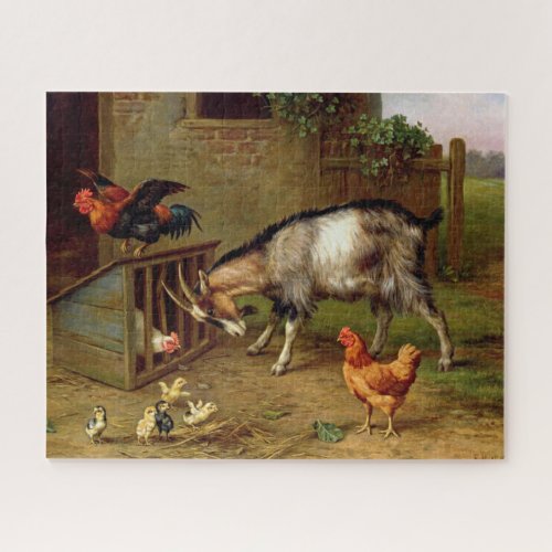 Vintage Goats Rooster And Chickens Farm Animals Ji Jigsaw Puzzle