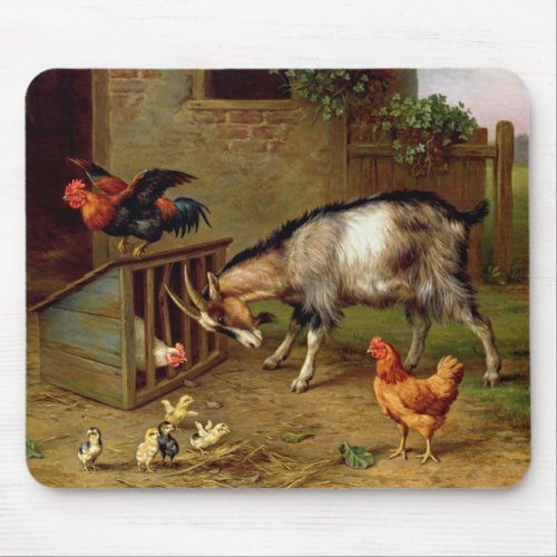 Vintage Goats Rooster And Chickens Farm Animals Mouse Pad