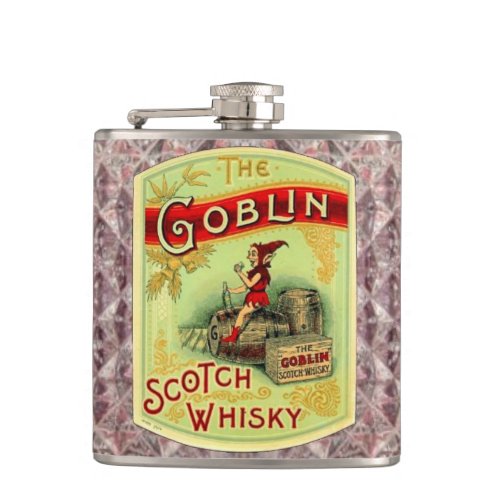 Vintage Goblin Crystal Whiskey Bottle Label Flask
