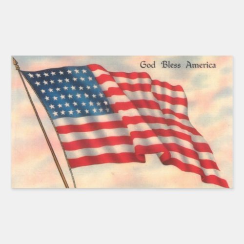Vintage God Bless America Flag Rectangular Sticker
