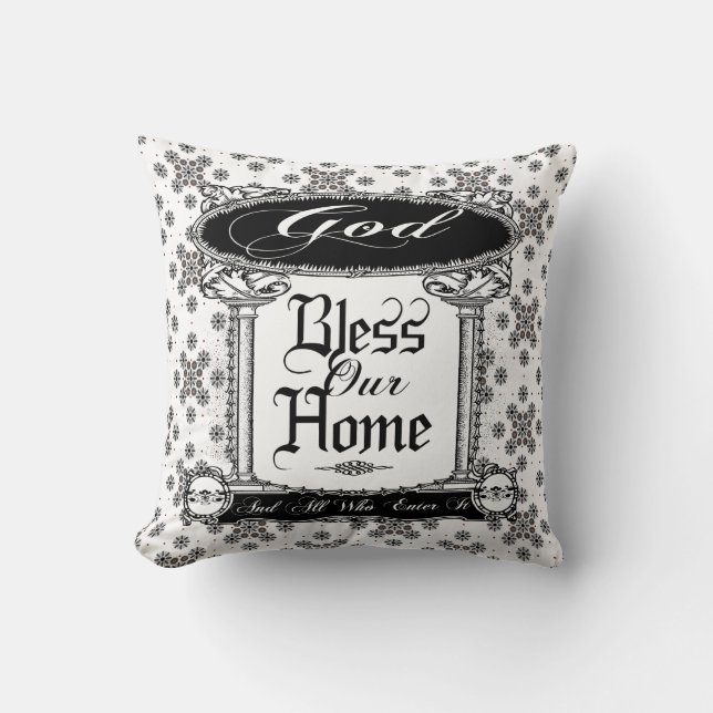 vintage god bless our home pillow cushion (Front)