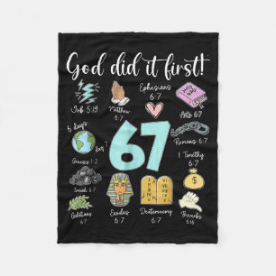 Vintage God Did It First 67 Six Seven Meme Christi Fleece Blanket