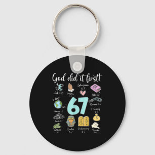 Vintage God Did It First 67 Six Seven Meme Christi Keychain