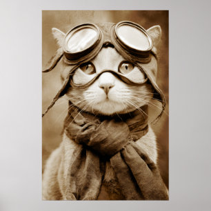 Vintage Goggle Cat Scarf Retro Print
