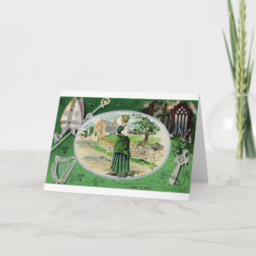 Vintage Going To Mass St Patricks Day Card