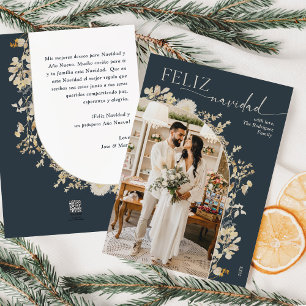 Vintage Gold 1 Photo Feliz Navidad Holiday Cards