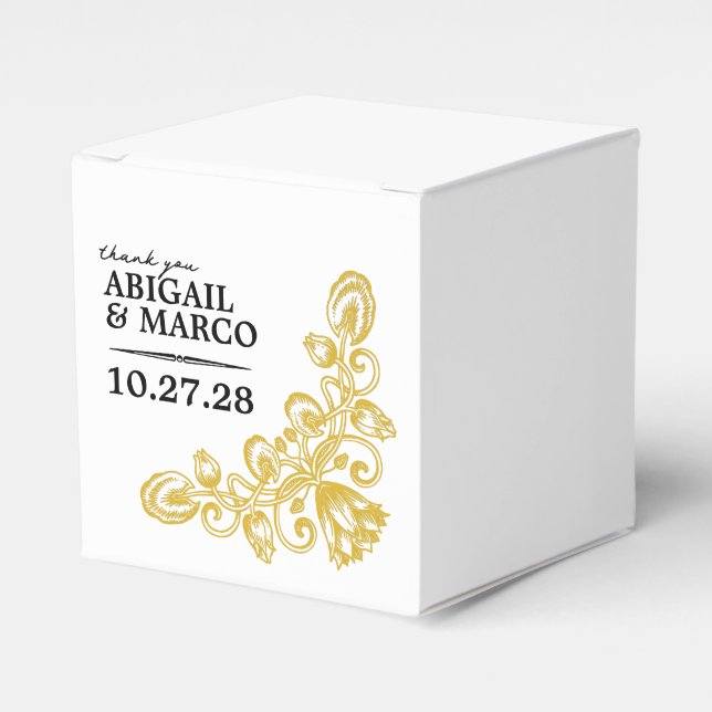 Vintage Gold 2x2 Favor Box (Front Side)