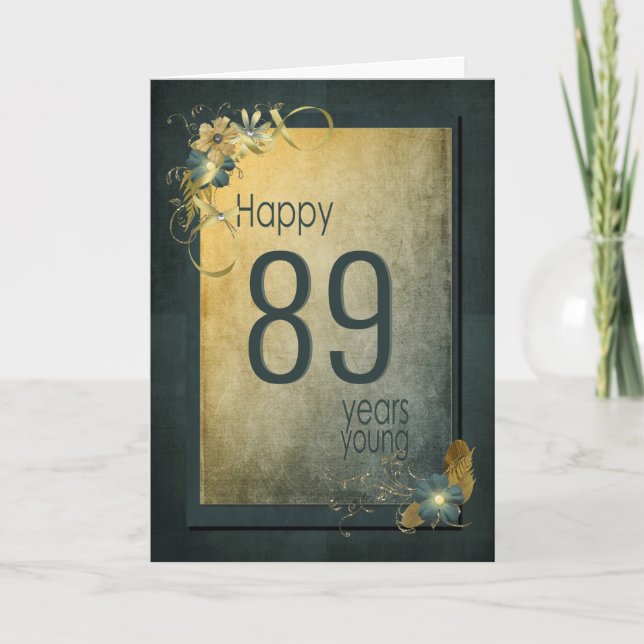 Vintage Gold 89th Birthday Card (Front)