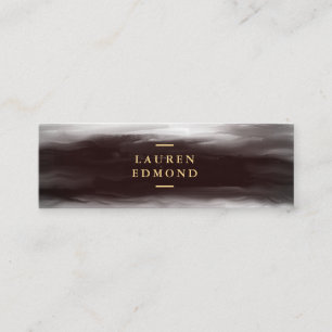 Vintage Gold Abstract Black Ink Brushstrokes mini Business Card