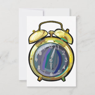 Vintage Gold Alarm Clock Retro Timepiece Invitation