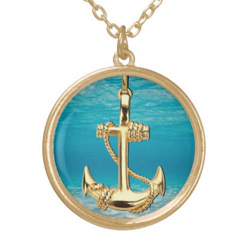 Vintage Gold Anchor Gold Plated Necklace