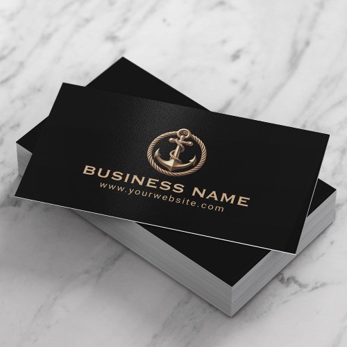 Vintage Gold Anchor Nautical Black Boat  Business Card
