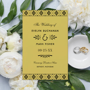 Vintage Gold and Black Art Deco Wedding Programs