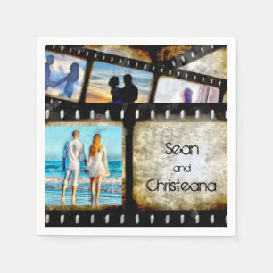 Vintage Gold and Black Film Strip Watercolor Napkins