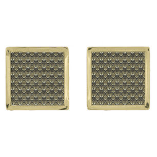 Vintage  Gold and Black Lace Damask Cufflinks