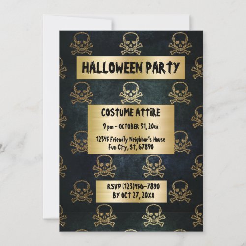 Vintage Gold And Black Pirate Skulls And Bones Note Card