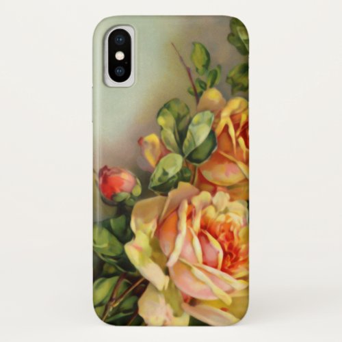 Vintage Gold and Blush Roses iPhone X Case