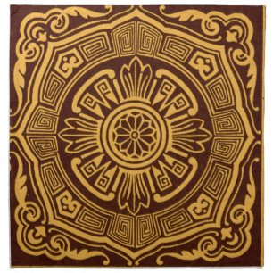 Vintage Gold and Brown Japanese Decorative Pattern Cloth Napkin