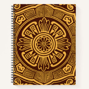 Vintage Gold and Brown Japanese Decorative Pattern Notebook