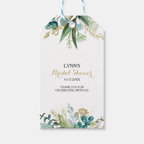 Vintage Gold and Green Eucalyptus Bridal Shower Gift Tags