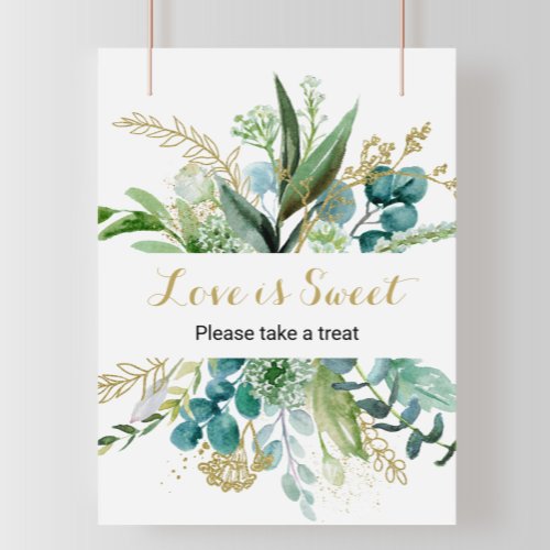 Vintage Gold and Green Eucalyptus Love is Sweet Poster