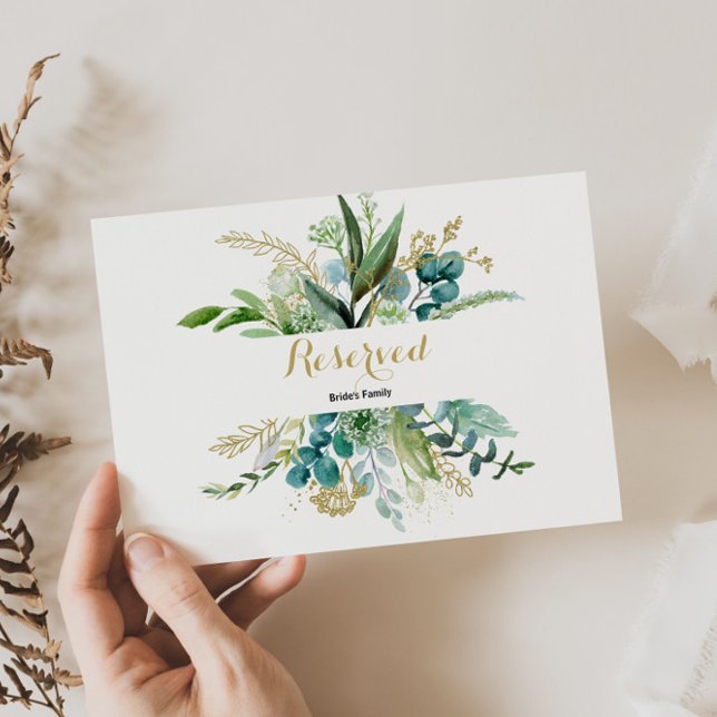 Vintage Gold and Green Eucalyptus Reserved Sign (Creator Uploaded)