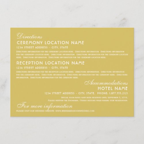 Wedding Information Card | Art Deco Elegant Style