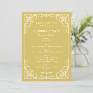 Vintage Gold and Ivory Art Deco Wedding Menu
