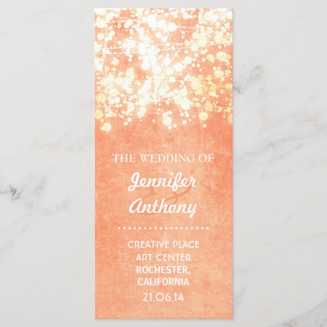 vintage gold and peach wedding programs (Front)