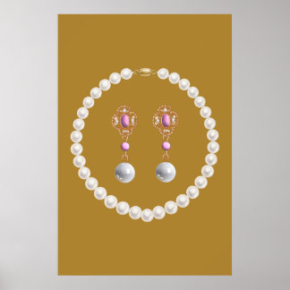 Vintage Gold and Pearl Jewelry Design Poster
