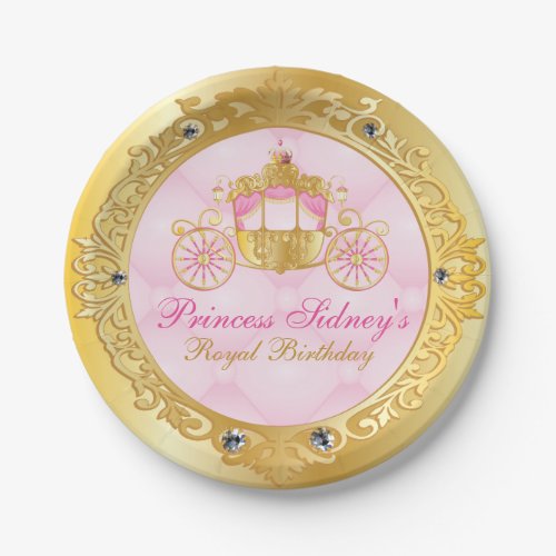 Vintage Gold and Pink Princess Party Paper Plates