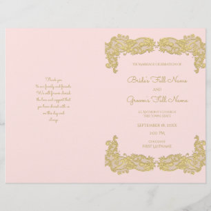 Vintage Gold and Pink Wedding Program