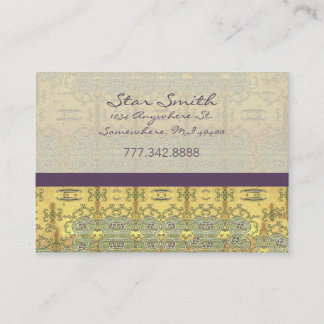 Vintage Gold and Purple Swirly Floral Pattern Business Card