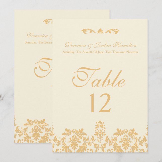 Vintage Gold, Antique Table Cards (Front/Back)