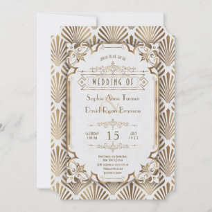 Vintage Gold Art Deco Great 20s Wedding Invitation