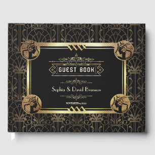Vintage Gold Art Deco Great Gatsby Style Wedding Guest Book