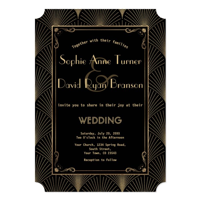Vintage Gold Art Deco Great Gatsby Wedding Invitation Zazzle Com