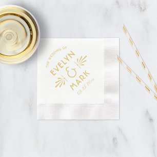 Vintage Gold Art Deco Wedding Monogram Paper Napkins