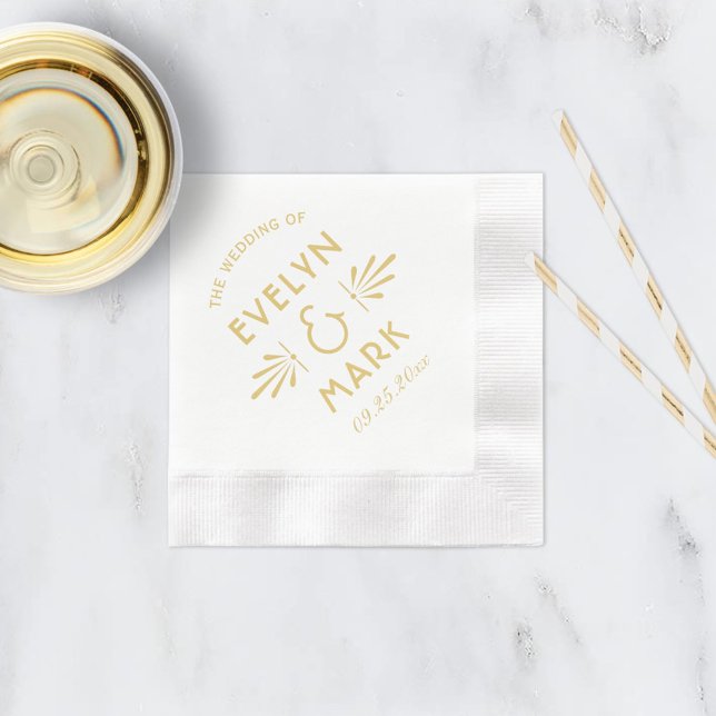 Vintage Gold Art Deco Wedding Monogram Paper Napkins (Creator Uploaded)