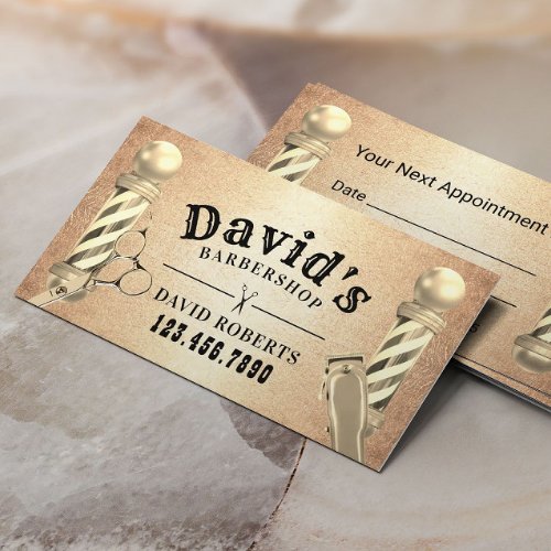 Vintage Gold Barber Barbershop Hair Stylist Appointment Card