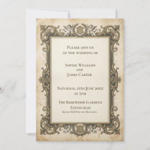 Vintage Gold Baroque Wedding Invitation