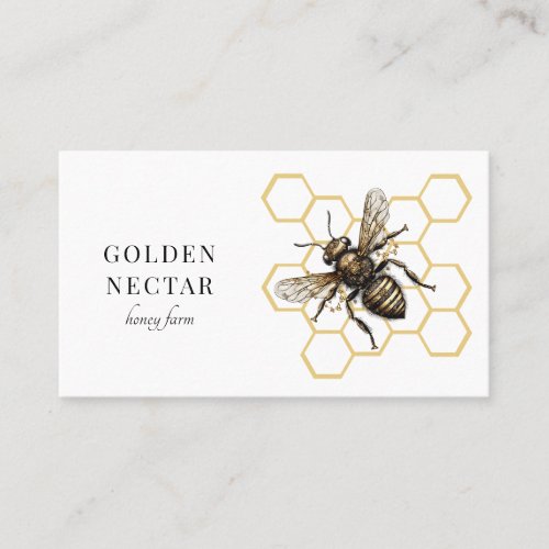 Vintage Gold Bee Logo Honeybee Beekeeper  Business Card