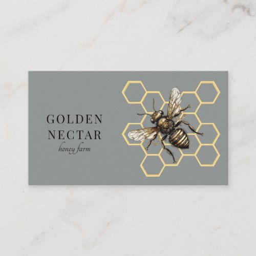 Vintage Gold Bee Logo Honeybee Beekeeper  Business Card