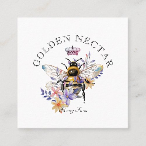 Vintage Gold Bee Logo Honeybee Beekeeper  Square Business Card