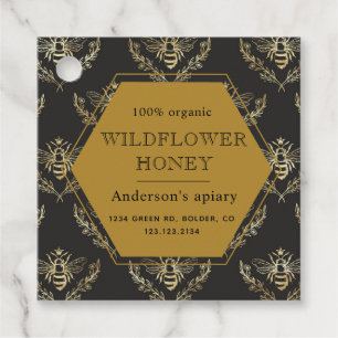 vintage gold bee queen apiary monogram honey jar favor tags