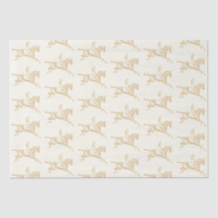 Vintage Gold Beige Girl Horseback Riding Tissue Paper
