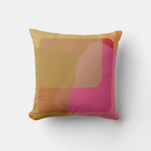 Vintage Gold Beige Pink Orange Abstract Throw Pillow