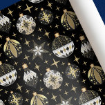 Vintage Gold & Black Christmas Ornaments Wrapping Paper<br><div class="desc">This vintage gift wrap design brings all those good nostalgia feelings. The gift wrap features beautiful and elegant pattern of black and gold vintage glass ornaments.</div>