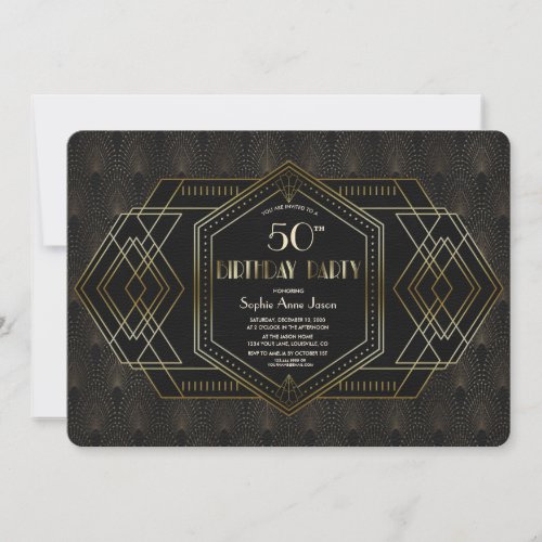 Vintage Gold Black Great Gatsby Birthday Party Invitation
