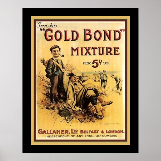 Vintage "Gold Bond" Pipe Tobacco Ad Poster (Front)